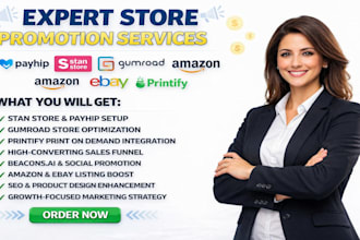 stan store gumroad payhip ebay amazon printify print on demand store promotion