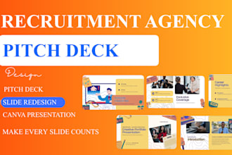 create an investor ready recruitment agency pitch deck with financial model