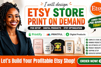design etsy print on demand store, etsy digital product, setup etsy pod store