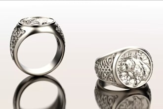 custom 3d signet ring jewelry cad model, hip hop iced pendant for 3d printing
