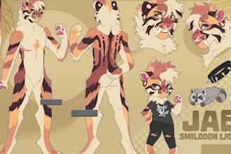 draw furry character reference sheet furry anthro nsfw oc ref sheet for fursuit