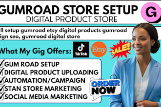 setup gumroad etsy digital products gumroad design seo, gumroad digital store