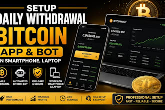 setup daily withdrawal bitcoin app, bitcoin bot on smartphone, laptop