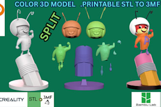 add color to  3d model convert stl to 3mf and add coloring