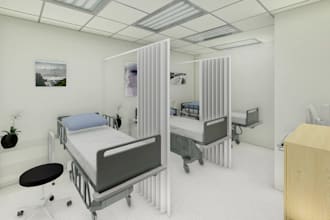 design realistic 3d hospital renovation interior design