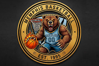 do high quality basketball mascot logo with t shirt design