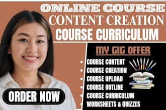 create  online course content, outline and training materials