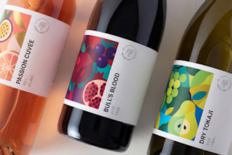 design a modern and minimalist wine bottle label for boutique brands