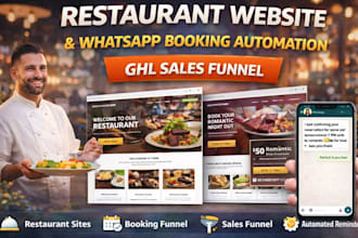 build restaurants website ghl landing page ghl whatsapp booking automation