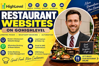build restaurants website ghl landing page ghl whatsapp booking automation