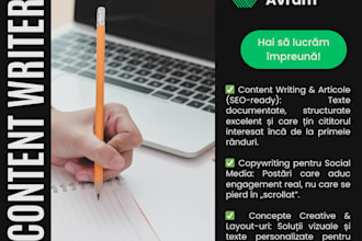 voi scrie articole SEO pentru blog si copywriting