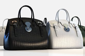 create 3d model and render for duffel bag, travel bags, handbags and purses