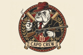 do high quality mafia mascot logo with t shirt design