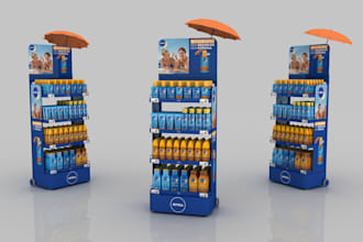 create detailed 3d pop posm display designs for retail product displays