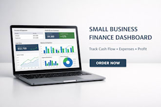 design small business finance tracker, cash flow dashboard, sales spreadsheet