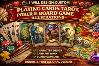 illustrate and design custom playing cards, tarot, and board games