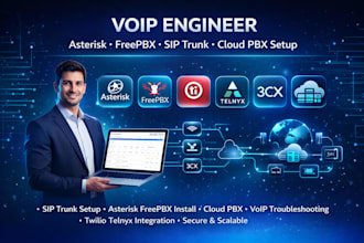 install, troubleshoot asterisk, freepbx, voip, sip trunk, cloud pbx and ai voice