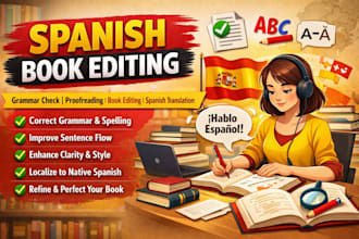 edit proofread format your spanish book german, french english journal ebook