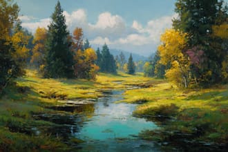 make artistic oil painting on oil canvas