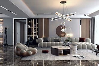 design renders to upscale luxury penthouse high end dining and luxury bar areas