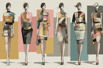 draw a fashion or editorial illustration, sketch,