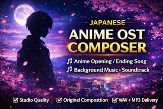 compose japanese anime style song, background music soundtrack, anime ost