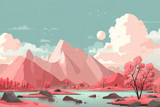 draw a flat vector landscape illustration