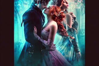 design dark epic fantasy romance book covers with cinematic drama
