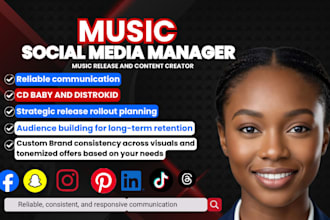 be your music social media manager for release strategy, branding and fan growth