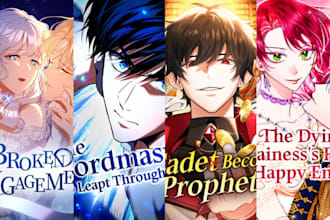 draw webtoon cover, anime book cover illustration, light novel cover manga cover