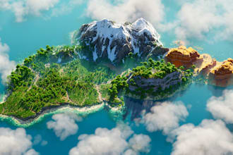build minecraft map world hub spawn castle cillages house lobby survial terrain