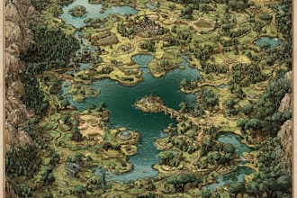 illustrate a marvelous fantasy vector map design world art
