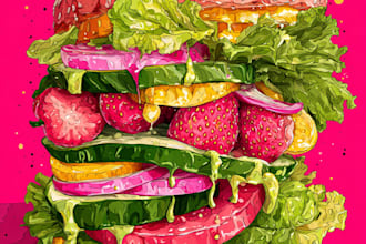 design colorful pop art food illustrations for your brand