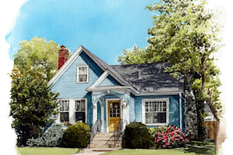 paint your house in watercolor painting style