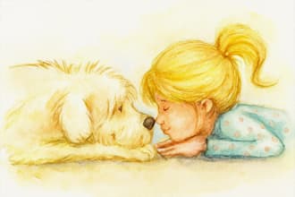 watercolor children storybook illustration