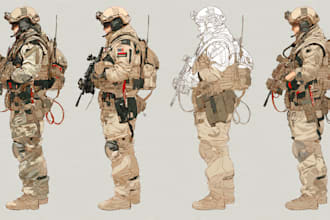 draw detailed military characters for you