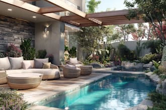 do landscape design, garden design, backyard, pool and terrace