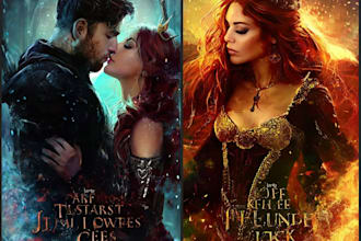design cinematic motion fantasy romance book covers with epic action