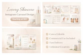 design luxury skincare instagram carousel posts in canva