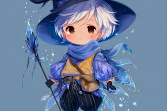 draw anime chibi character art for design character, fanart, kawaii