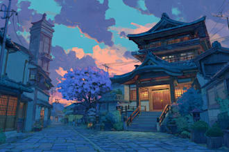 draw anime background and environment art