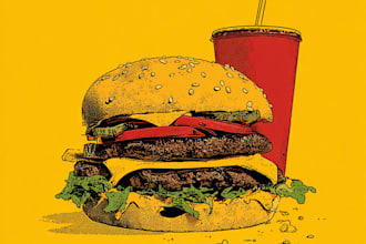 draw vibrant pop art food illustrations