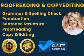 grammar check, spell check, copyedit and proofread english text