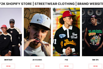 design y2k shopify website streetwear website for your clothing brand