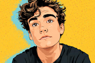 draw pop art illutration, portrait cartoon, pop art portrait