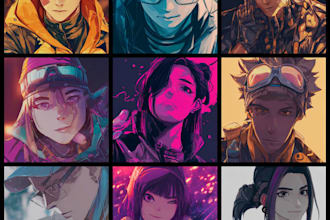create detailed anime character full body art