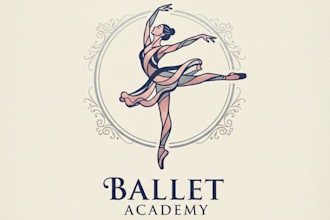 design an elegant and graceful ballerina logo for your brand