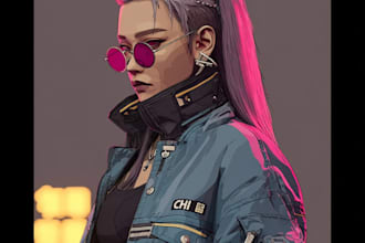 make a  cyberpunk character art