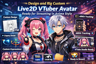 design and rig custom live2d vtuber avatar ready for streaming in anime style