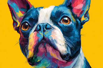 design pop art of dog cat pet animal portrait